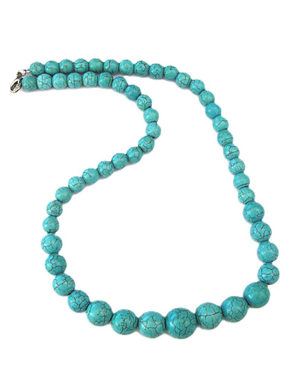 Vintage Turquoise Howlite Bead Necklace   19 1/2"